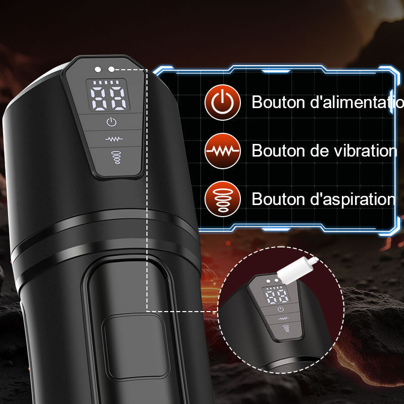 XV8: Masturbateur Réaliste Réplique 1:1 avec 5 Niveaux de Succion et 10 Vibrations