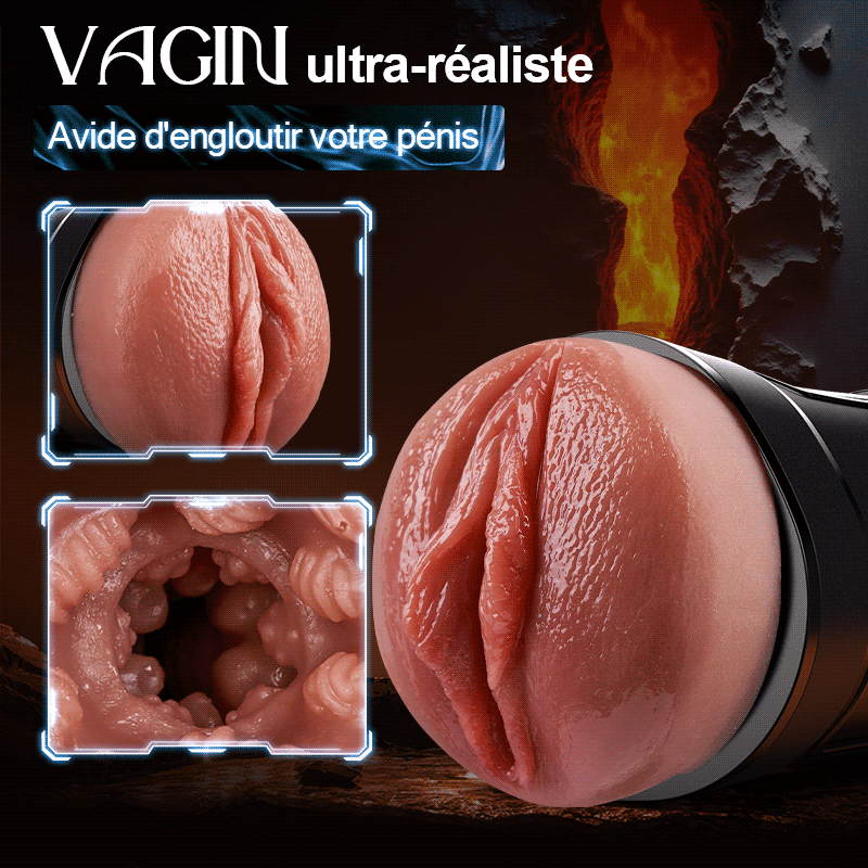 XV8: Masturbateur Réaliste Réplique 1:1 avec 5 Niveaux de Succion et 10 Vibrations