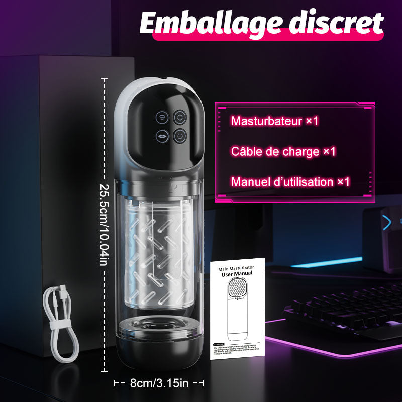 XR3 Plus: Masturbateur Rotatif 2-en-1 Entièrement Étanche avec Pompe à Succion