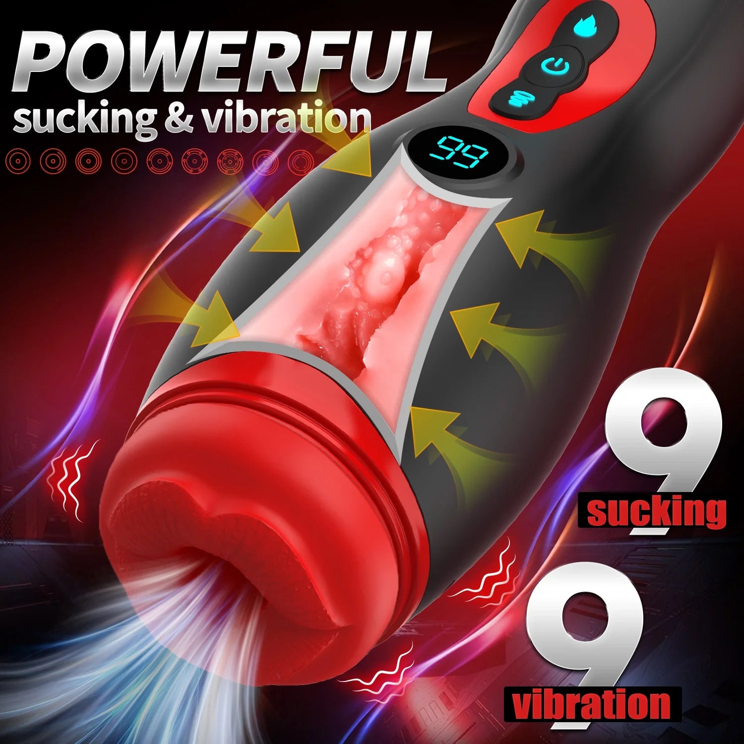 XS1: Masturbateur Suceur avec Vibration, Chauffage, Audio et Support Smartphone