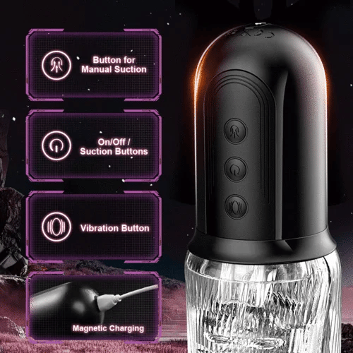 XS14 Pro: Masturbateur Suceur à Poignée avec Double Moteur, 5 Succions et 10 Vibrations