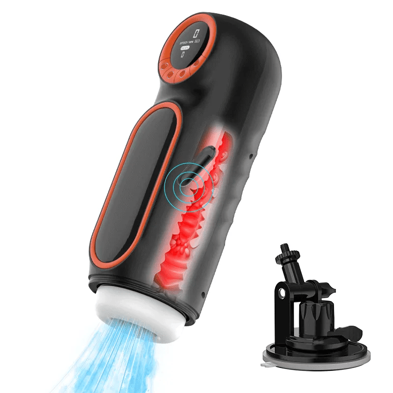 XT1: Masturbateur Va et Vient avec Base Ventouse, Succion, Vibration et Interface LED