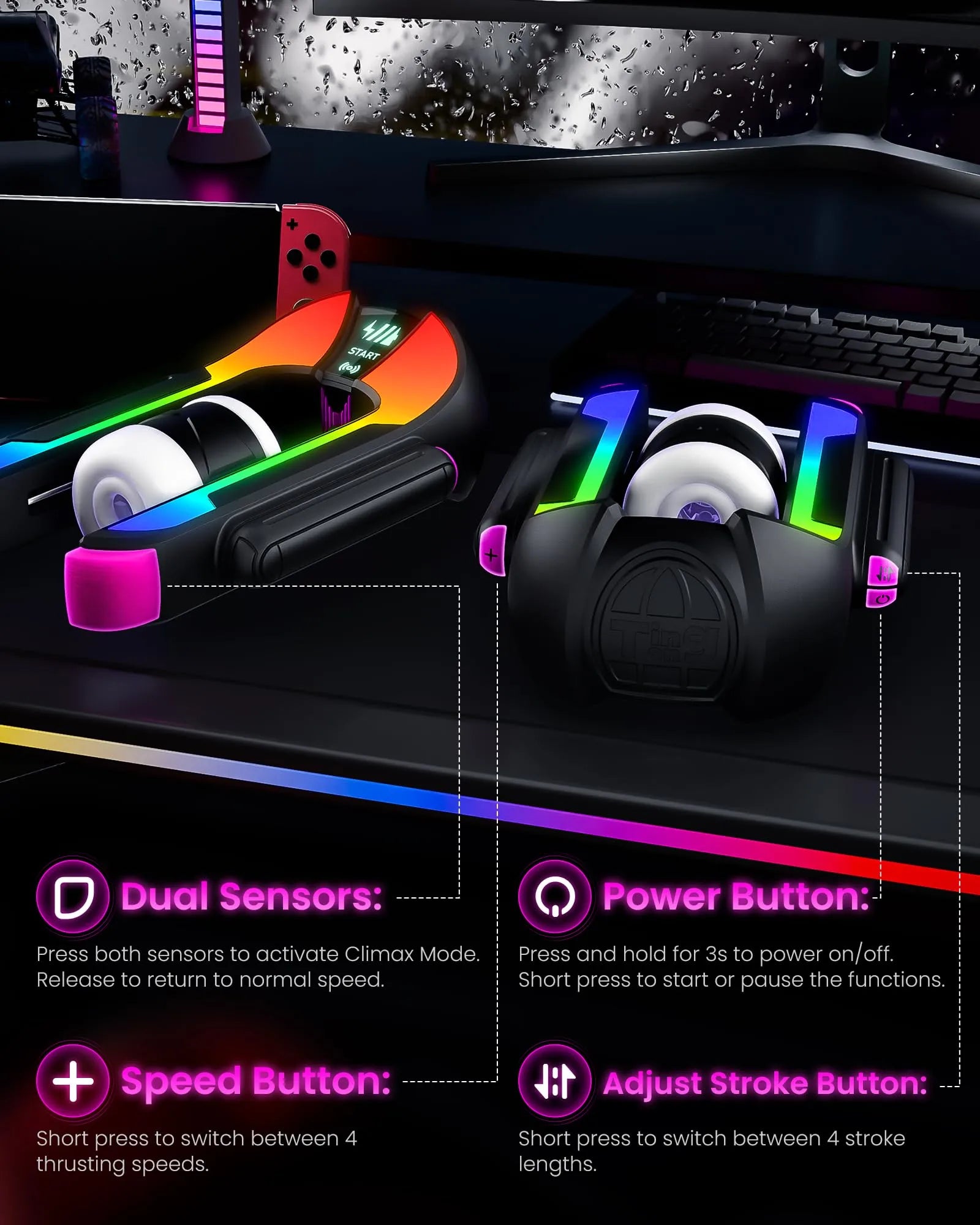 XT17: Masturbateur Va et Vient avec App, 4 Niveaux de Course, Capteurs de Pression et Moteur <40 dB