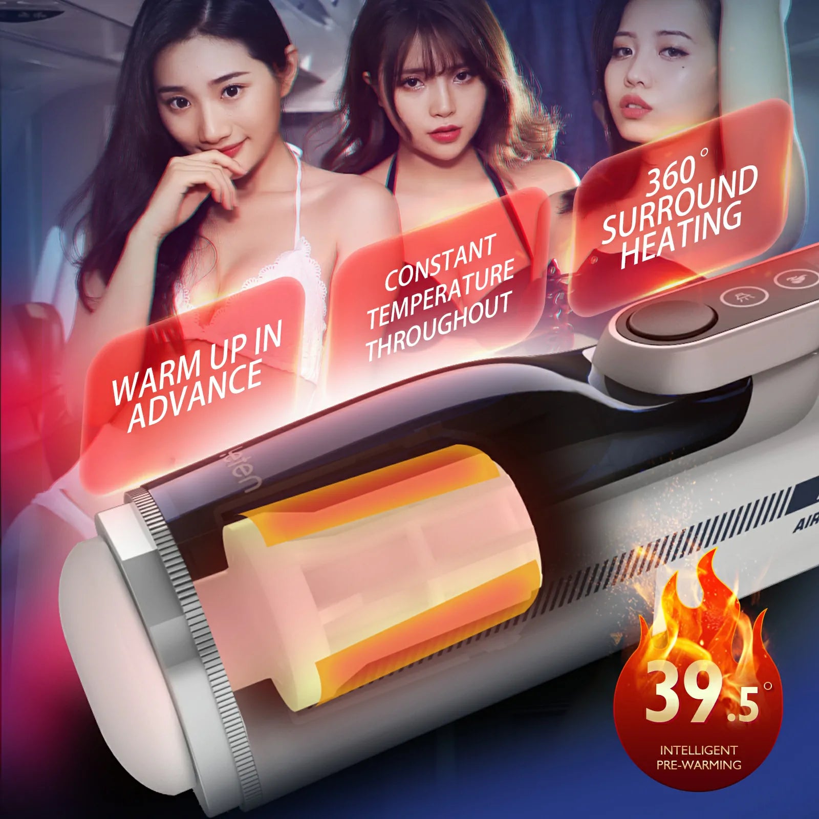 Leten A380 IV: Masturbateur Va et Vient avec Mouvement Oscillant, Chauffage et Fenêtre Transparente