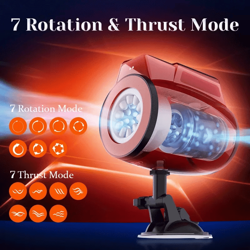 XR7: Masturbateur Ventouse IPX7 à Canal Traversant avec Rotation, Va-et-Vient et Vibration