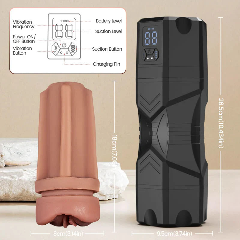 XV10: Masturbateur Vibrant Réaliste avec 5 Modes de Succion, 9 Vibrations et Étanchéité IPX7