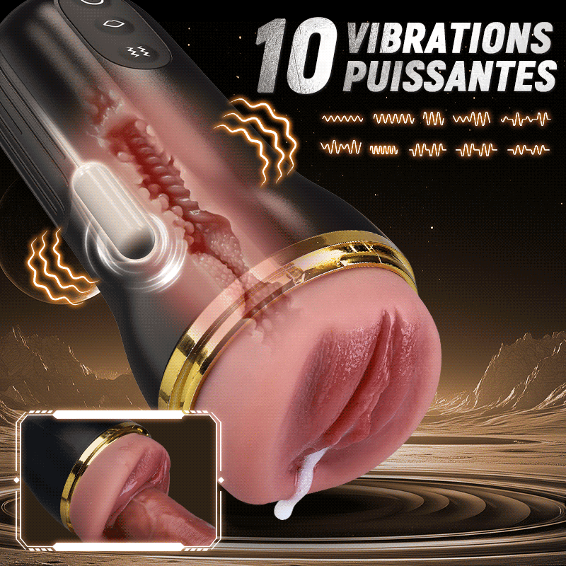 XV6: Masturbateur Vibrant avec Succion à 5 Niveaux, 10 Modes et Gaine Amovible