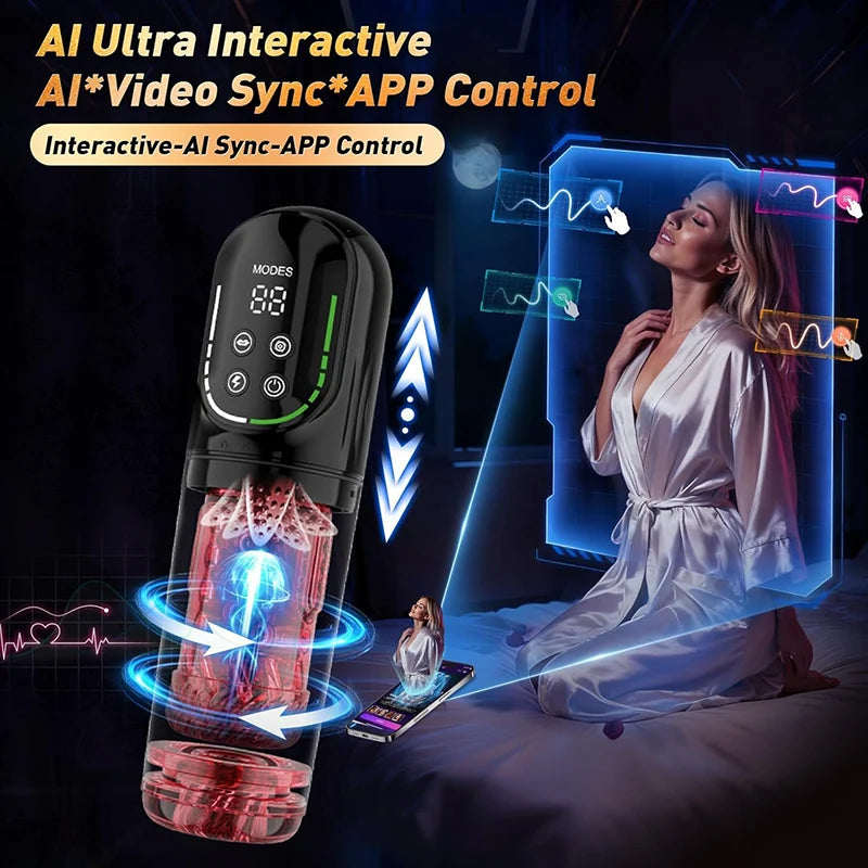 XR4 PRO: Masturbateur Automatique IPX7 avec Application, Succion, Rotation et Vibration
