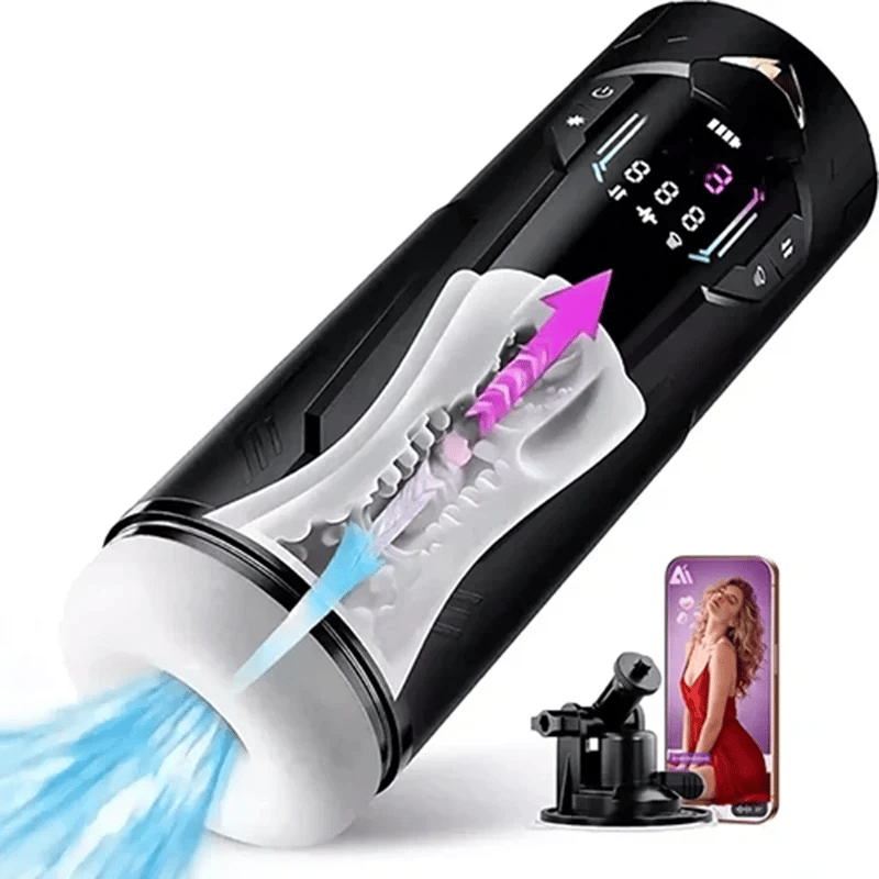 XT4: Masturbateur Main Libre avec Ventouse, Succion Serrante, Va-et-Vient et Vibration