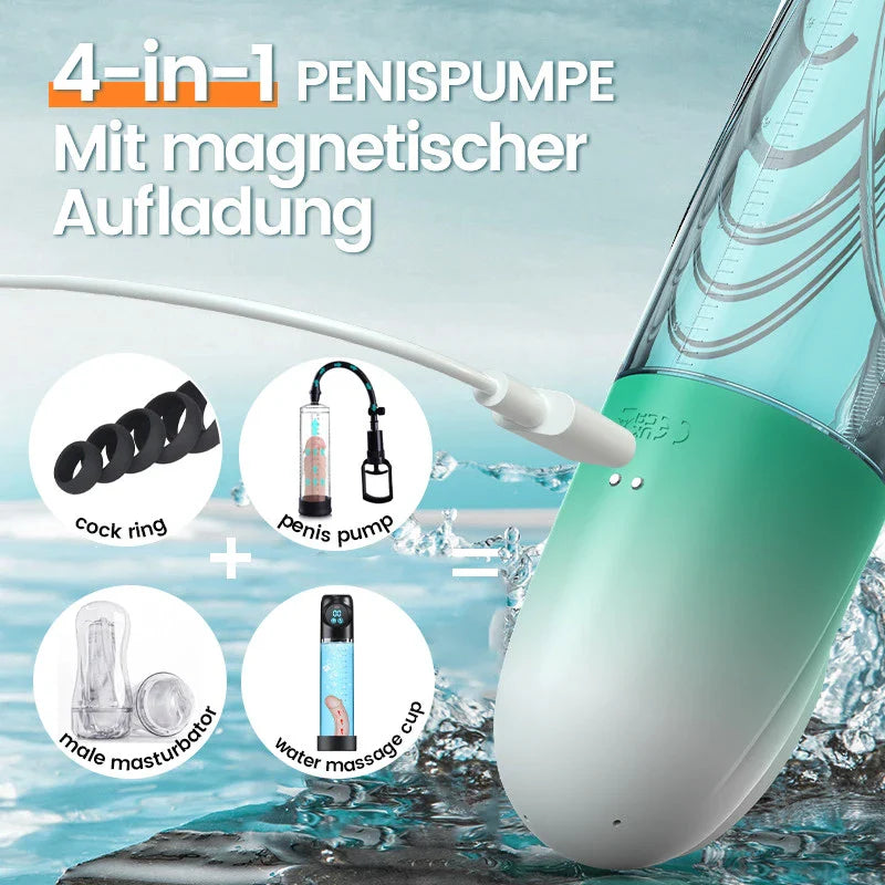 XP14: Pompe à pénis électrique à eau et vide avec 4 niveaux de pression et 9 modes d’aspiration