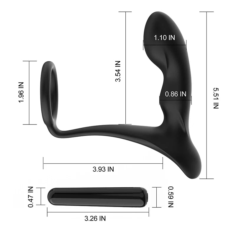 PM1: Masseur Prostatique Leten Raptor avec Anneau Pénien et Canal Creux