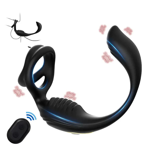 PM5: Masseur Prostatique Double Moteur avec Base Nervurée et Télécommande