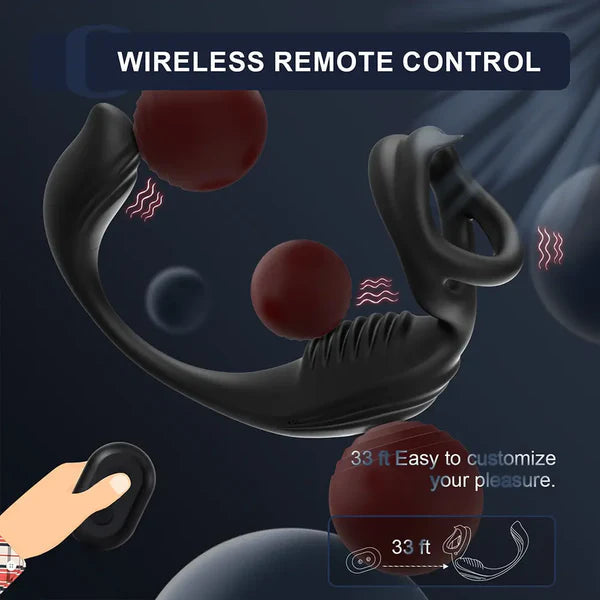 PM5: Masseur Prostatique Double Moteur avec Base Nervurée et Télécommande