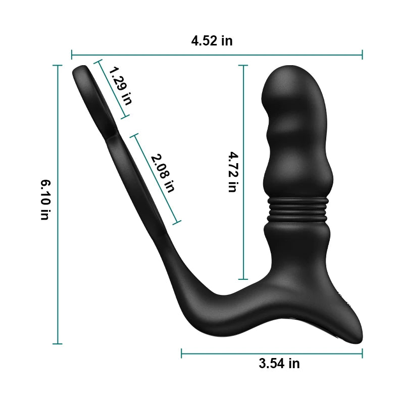 PM9: Masseur Prostatique Va-et-Vient avec Télécommande Sans Fil et Anneau Double