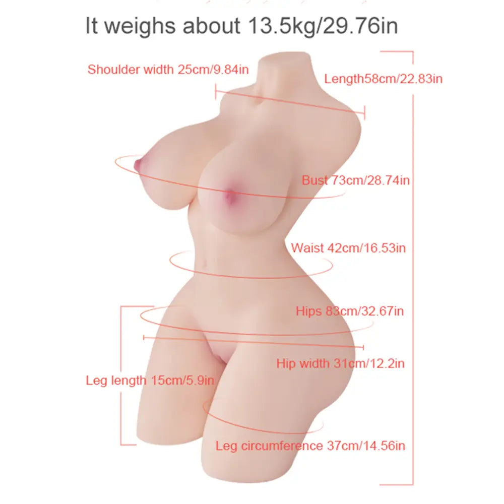 Chloé: Masturbateur Buste TPE de 13.5 kg avec Poitrine en Gel Souple et Double Canal