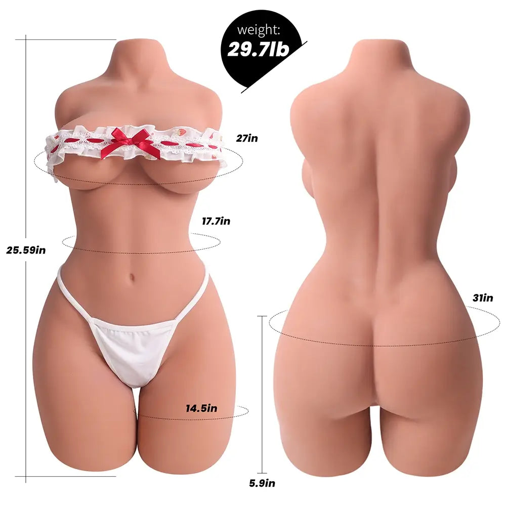 Thalya: Masturbateur Réaliste Torse Métisse 13.5 kg - Peau Chocolat, Poitrine Généreuse et Squelette Flexible