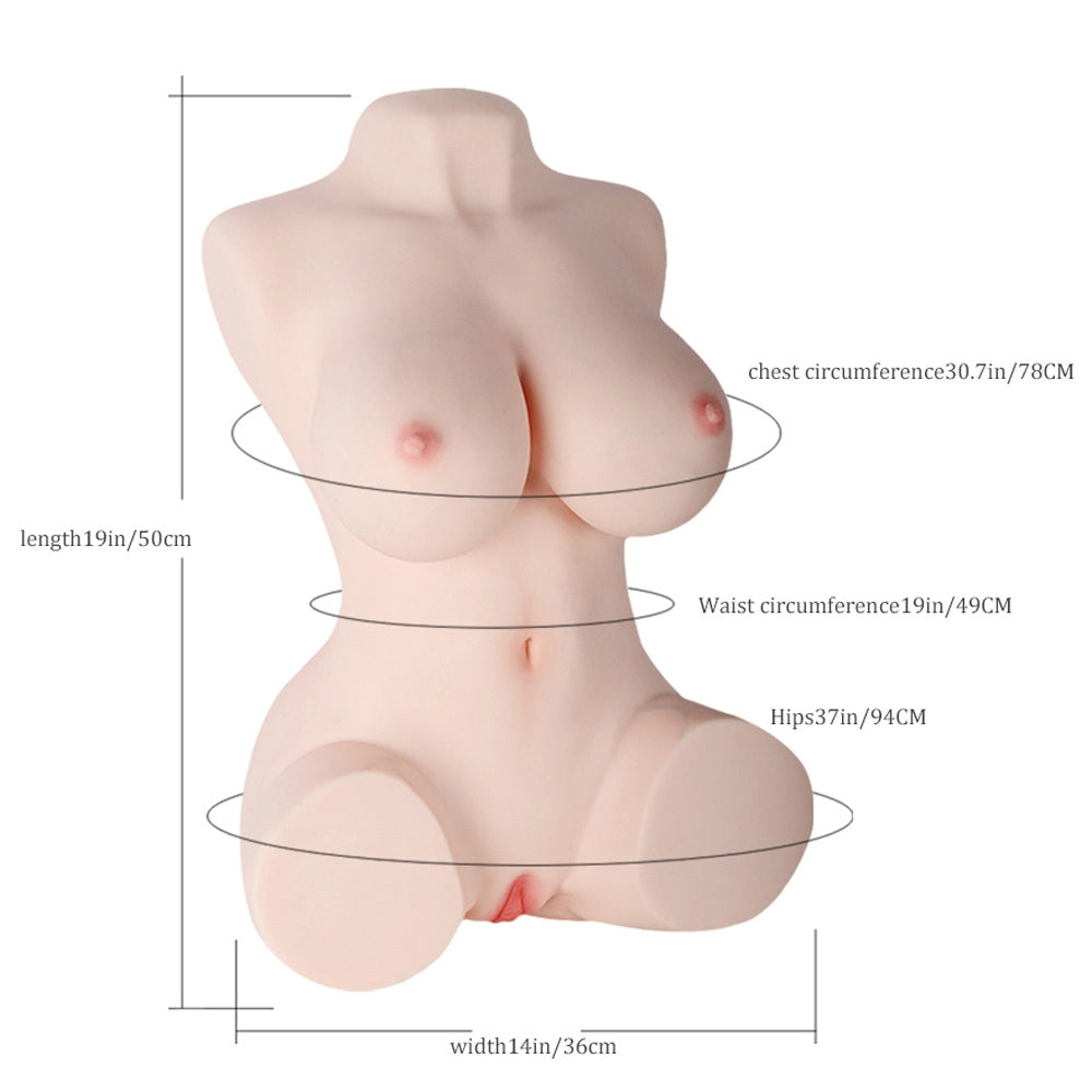 Zoé: Masturbateur Silicone Premium 13.5 kg - Torse Slim Thick avec Poitrine en Gel et Double Canal