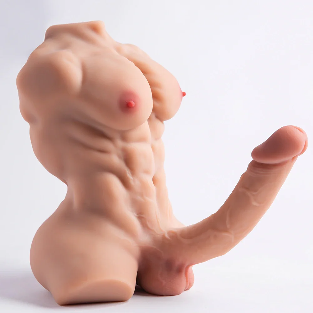 Kalel – Torse masculin musclé 3,8 kg avec dildo à armature métal 20 cm