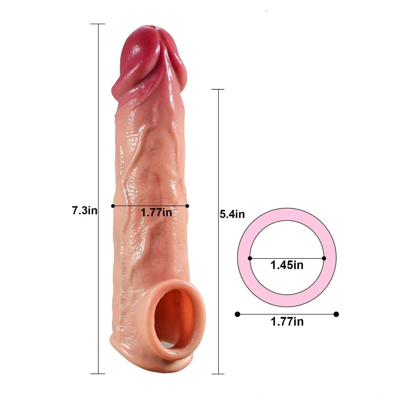 Gaine pénienne réaliste en silicone, longueur 18,54 cm