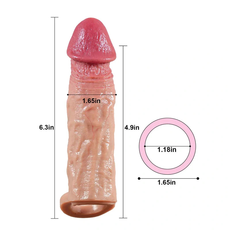 Gaine pénienne réaliste en silicone avec anneau testiculaire, longueur 16 cm