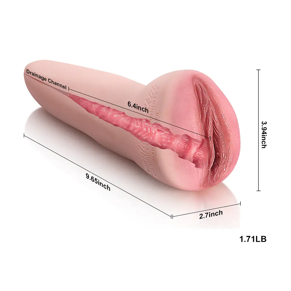 Élina: Vaginette Silicone Réaliste 9.65" - Canal Texturé 6.8" et Surface Non Grasse