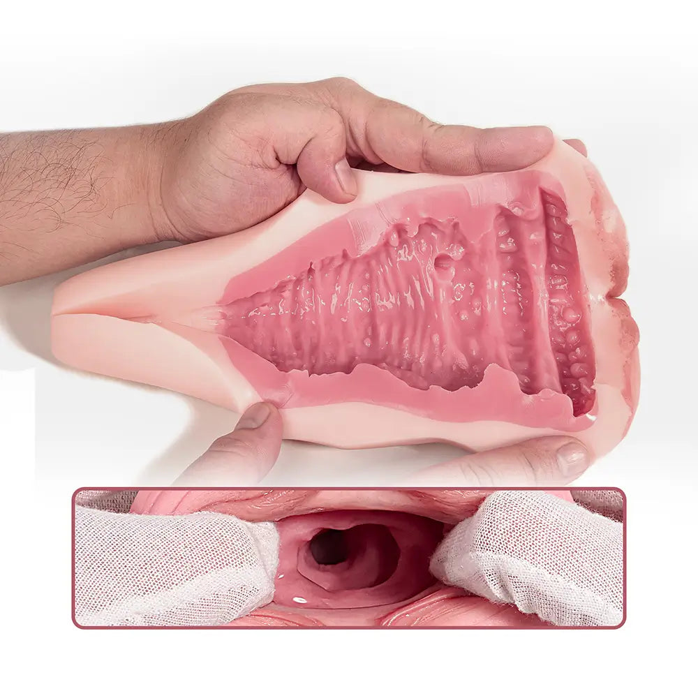 Élina: Vaginette Silicone Réaliste 9.65" - Canal Texturé 6.8" et Surface Non Grasse