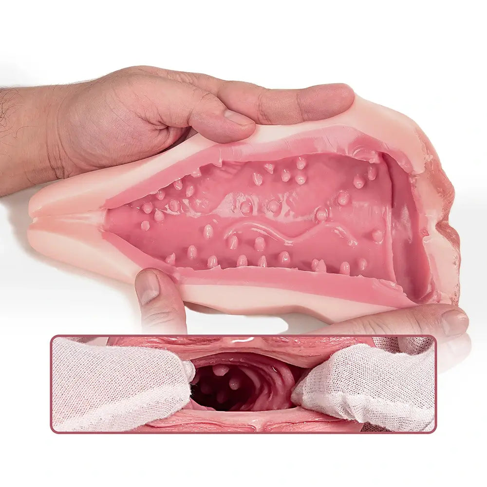 Élodie: Vaginette Silicone Réaliste 9.65" - Design Adulte et Canal Texturé 6.8"